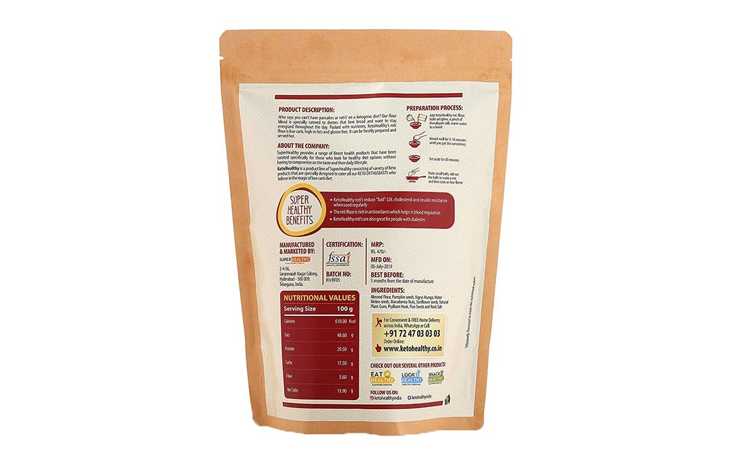 Super Healthy Keto Roti Flour    Pack  500 grams